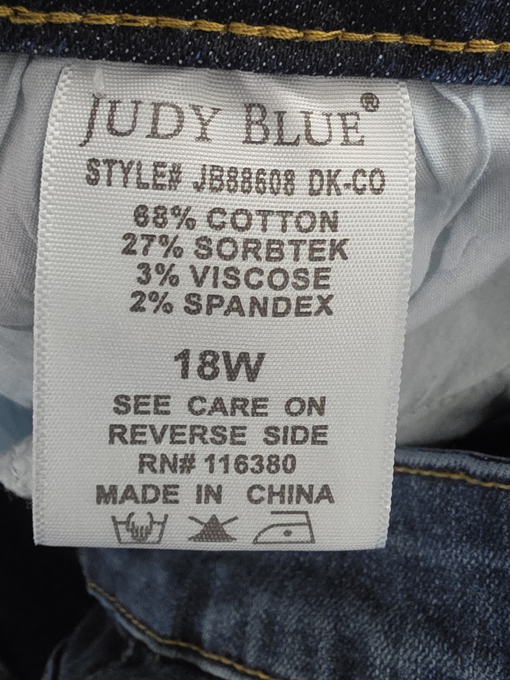 Judy Blue Boyfriend Fit Dark Wash Jeans High Waist Stretch Denim Womens 18W - Picture 9 of 9